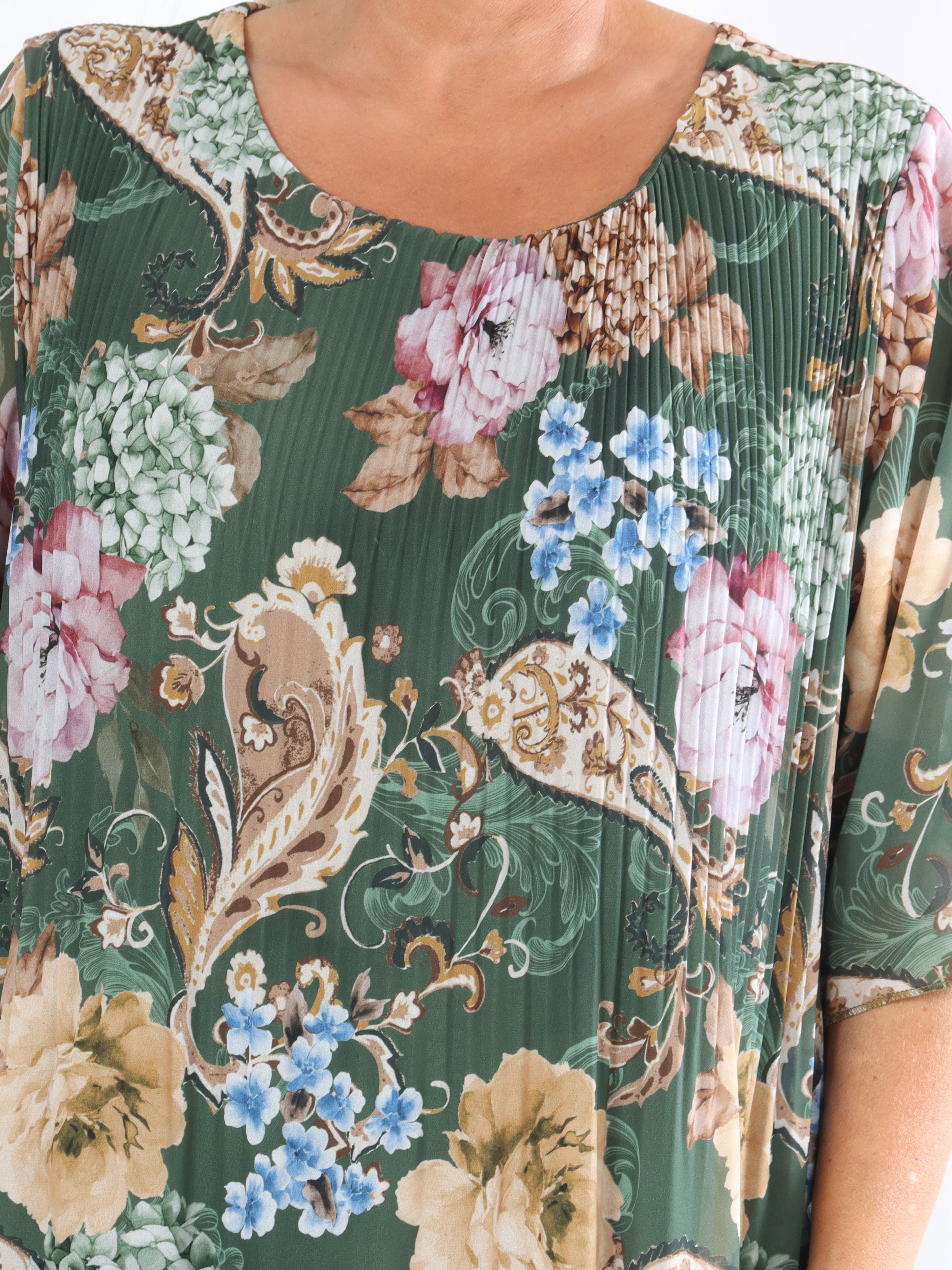 Zion Flower - Plisseret kjole med blomsterprint